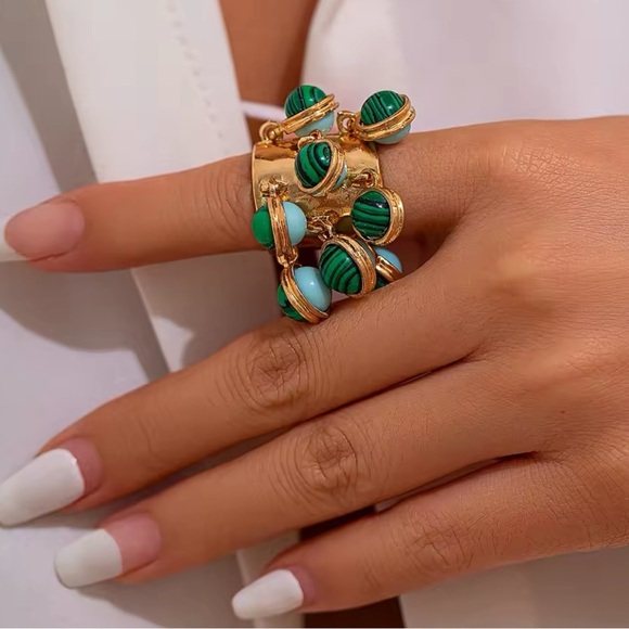 Colorful Natural Stone Fringe Ring - Picture 7 of 15